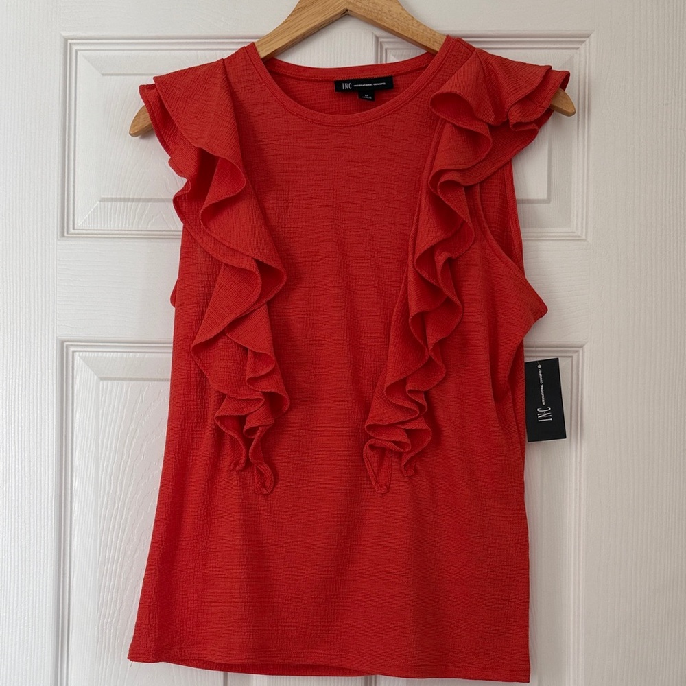 NWT! INC International Concepts Orange Ruffle Tank